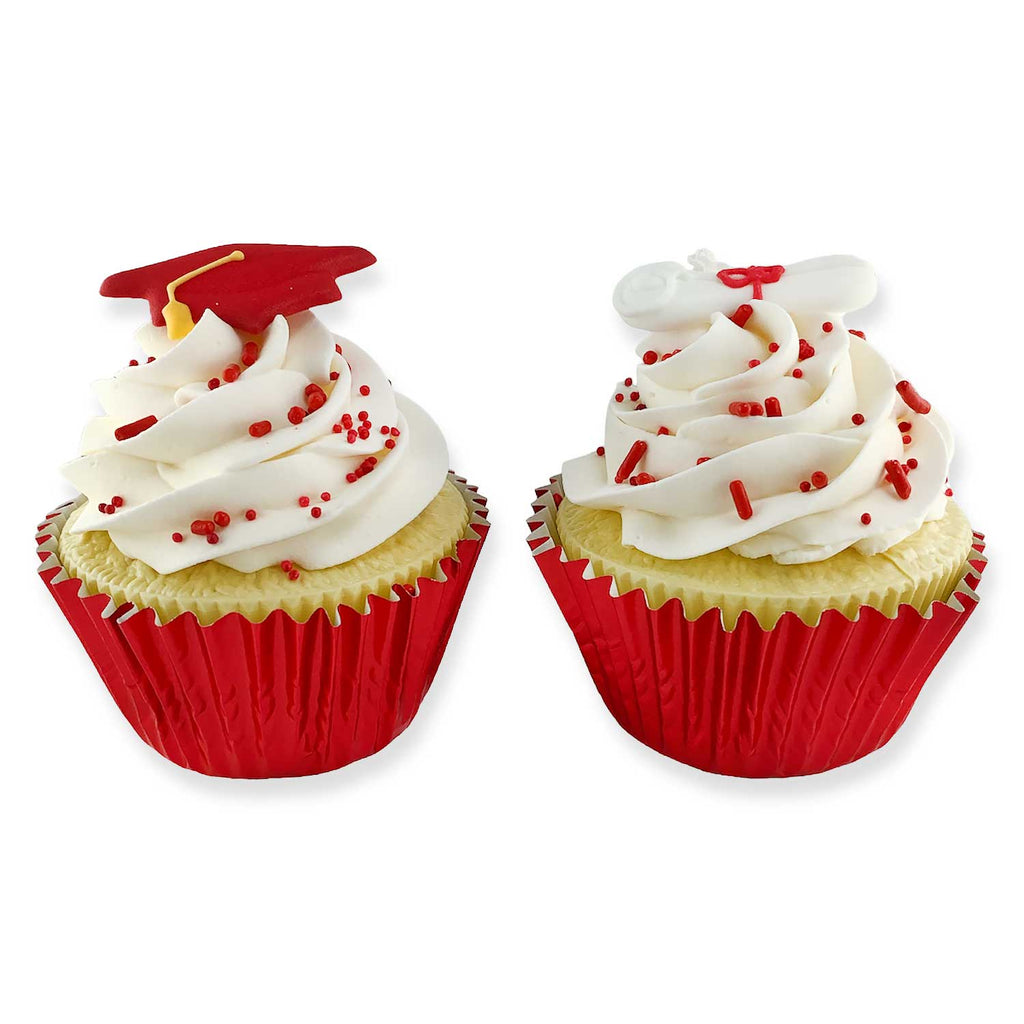 Graduation Hat/Cap and Diploma: White Set, Royal Icing Decorations - Retail