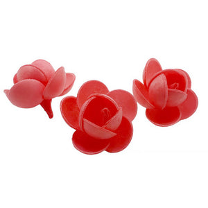 Edible Coral Red Wafer Paper Roses Cake & Cupcake Decorations