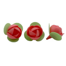 Edible Coral Red Wafer Paper Roses with Leaves Cake & Cupcake Decorations