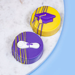 Graduation Hat/Cap and Diploma: Purple Set, Royal Icing Decorations - Bulk