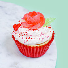 Edible Coral Red Wafer Paper Roses Cake & Cupcake Decorations