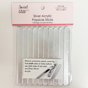 Silver Mirror Acrylic Popsicle Sticks- Reusable