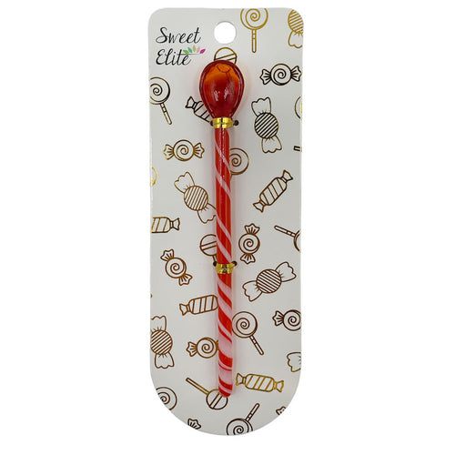 Glass Candy/Sugar Spoon- Red Stripe, carded
