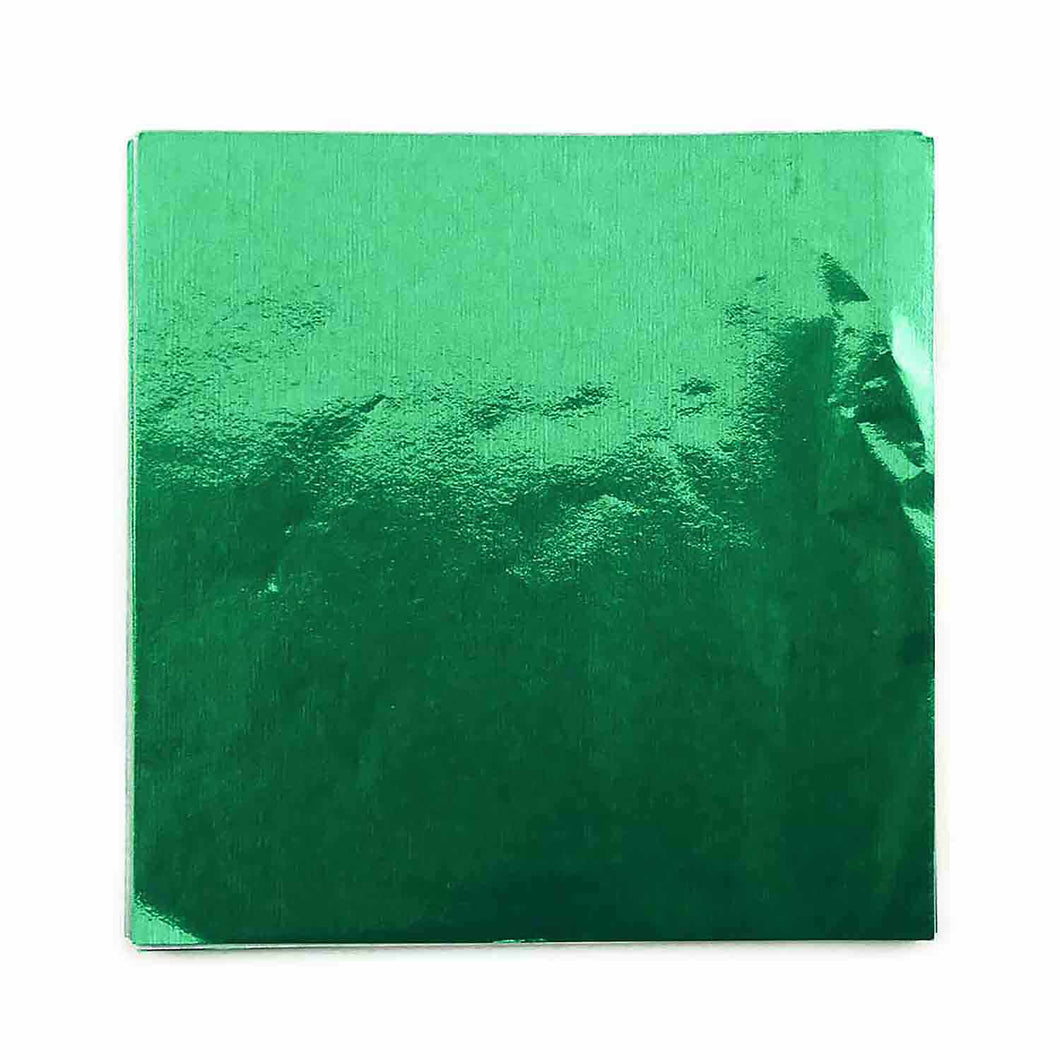 4 x 4 Green Candy Foil Squares, Case of 1000