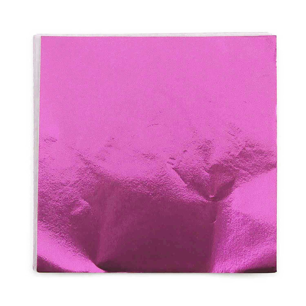 3 x 3 Fuschia Candy Foil Squares, Case of 1000