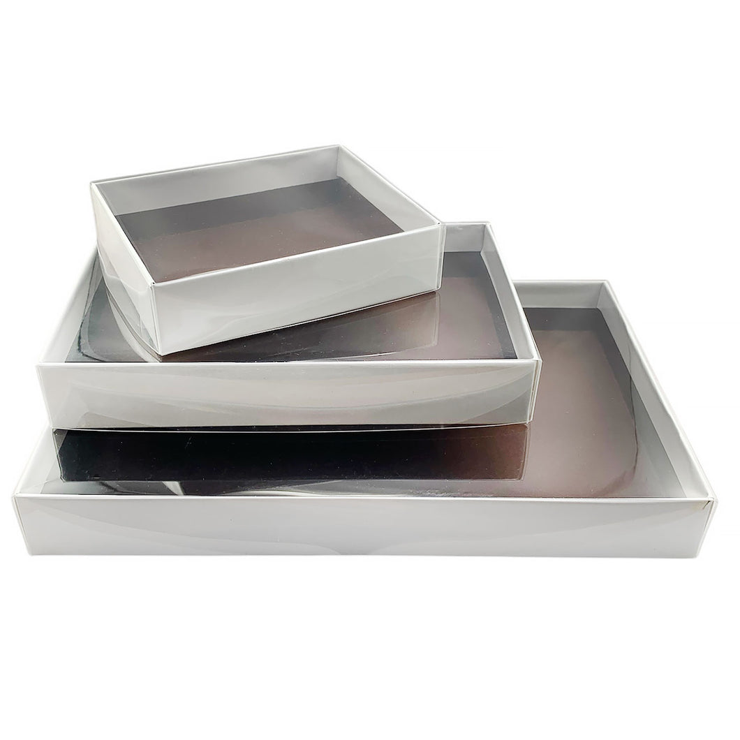 1/2 Pound Rigid Two-Piece Boxes, White Base with Clear Lid