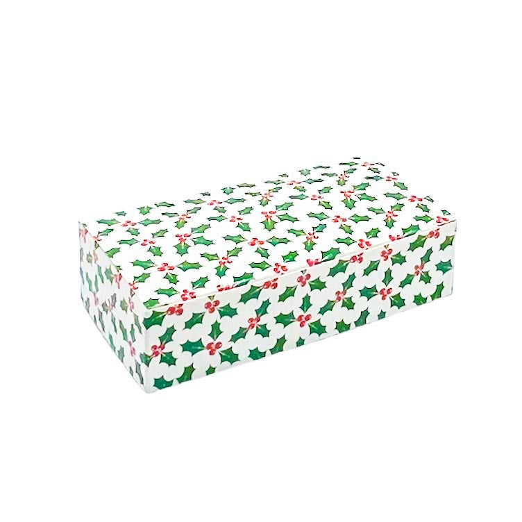 1/4 Pound Folding One-Piece Boxes, Holly & Berries