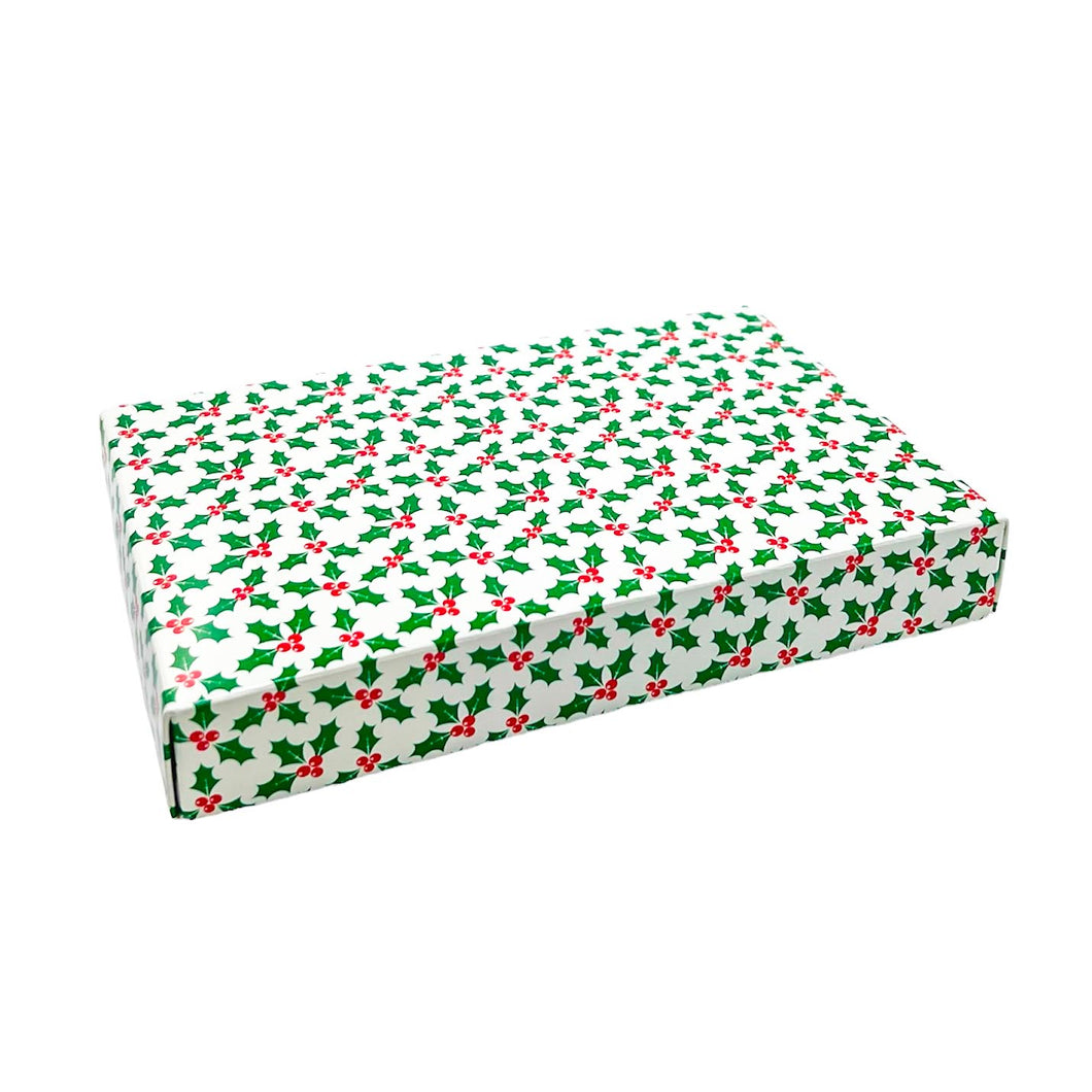 1/2 Pound Folding Short Two-Piece Boxes, Holly & Berries