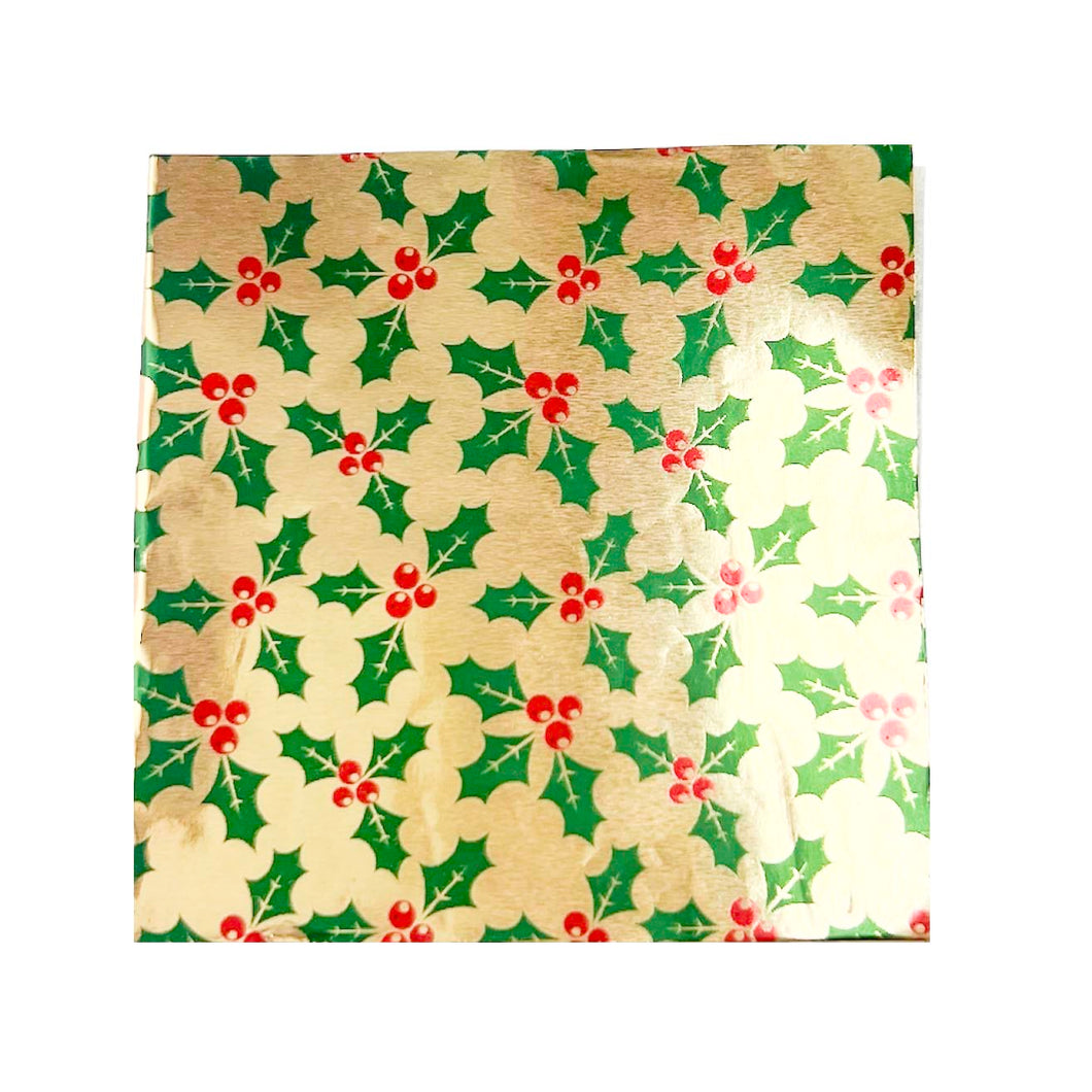 3 x 3 Holly and Berries Candy Foil Squares, Case of 1000