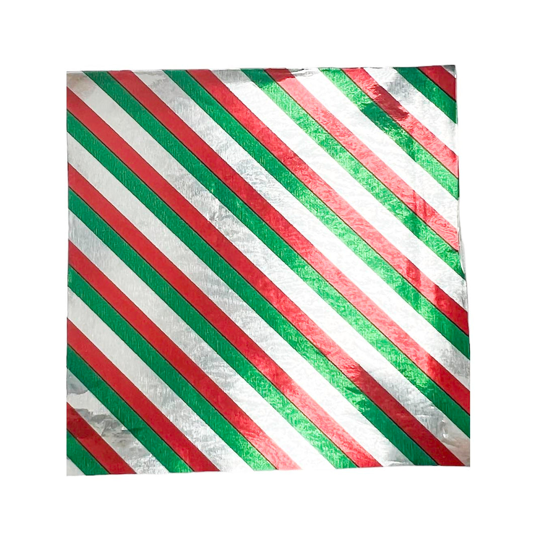 3 x 3 Holiday Stripes Candy Foil Squares, Case of 1000