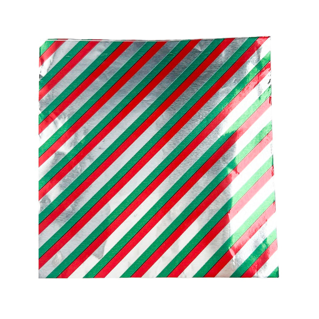 4 x 4 Holiday Stripes Candy Foil Squares, Case of 1000