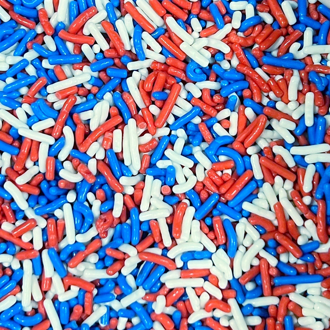 Patriotic Red, White and Blue Jimmies Sprinkles, Bulk 10 lbs.