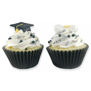 Graduation Hat/Cap and Diploma: Black Set, Royal Icing Decorations - Retail