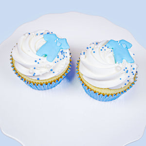 Baby Blue Romper Royal Icing Cupcake Decorations - Bulk