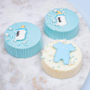 Baby Bottle Blue Royal Icing Cupcake Decorations - Bulk