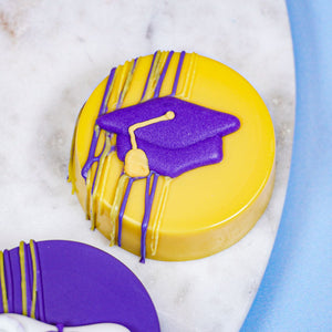 Graduation Hat/Cap and Diploma: Purple Set, Royal Icing Decorations