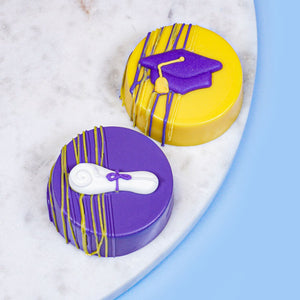 Graduation Hat/Cap and Diploma: Purple Set, Royal Icing Decorations