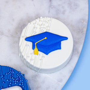 Graduation Hat/Cap and Diploma: Royal Blue Set, Royal Icing Decorations - Retail