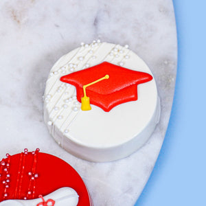 Graduation Hat/Cap and Diploma: Red Set, Royal Icing Decorations - Bulk