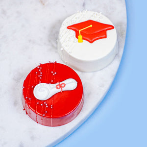 Graduation Hat/Cap and Diploma: Red Set, Royal Icing Decorations - Retail