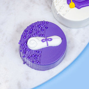 Graduation Hat/Cap and Diploma: Purple Set, Royal Icing Decorations