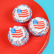 USA Flag Royal Icing Edible Cupcake Decorations, Retail pkg