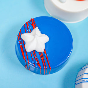 Red, White Blue Star Royal Icing Edible Cupcake Decorations, Retail pkg.