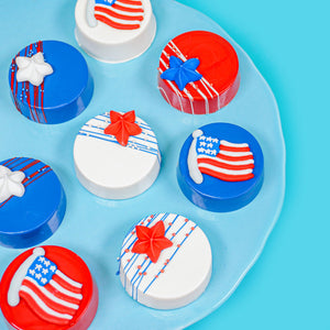 USA Flag Royal Icing Edible Cupcake Decorations, Bulk