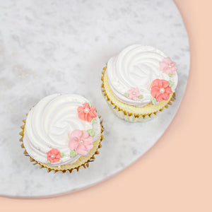 Pink Flower Royal Icing Edible Cupcake Decorations Bulk/297