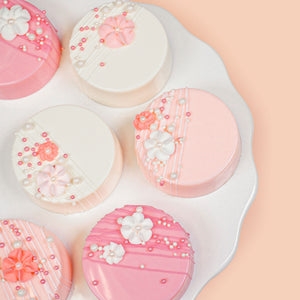 Pink Flower Royal Icing Edible Cupcake Decorations Bulk/297