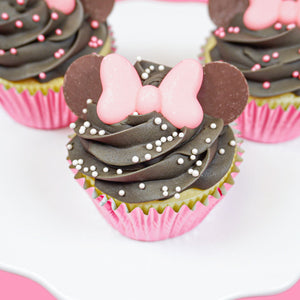 Pink Bow Minnie Royal Icing Edible Cupcake Decorations Bulk