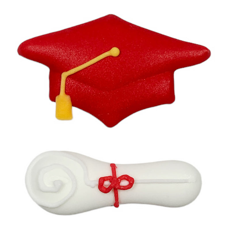 Graduation Hat/Cap and Diploma: Purple Set, Royal Icing Decorations -  Retail Pkg