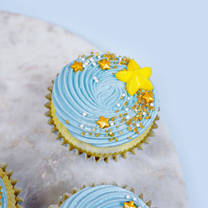 Yellow Star Royal Icing Edible Cupcake Decorations, Retail pkg.