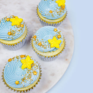 Yellow Star Royal Icing Edible Cupcake Decorations, Bulk