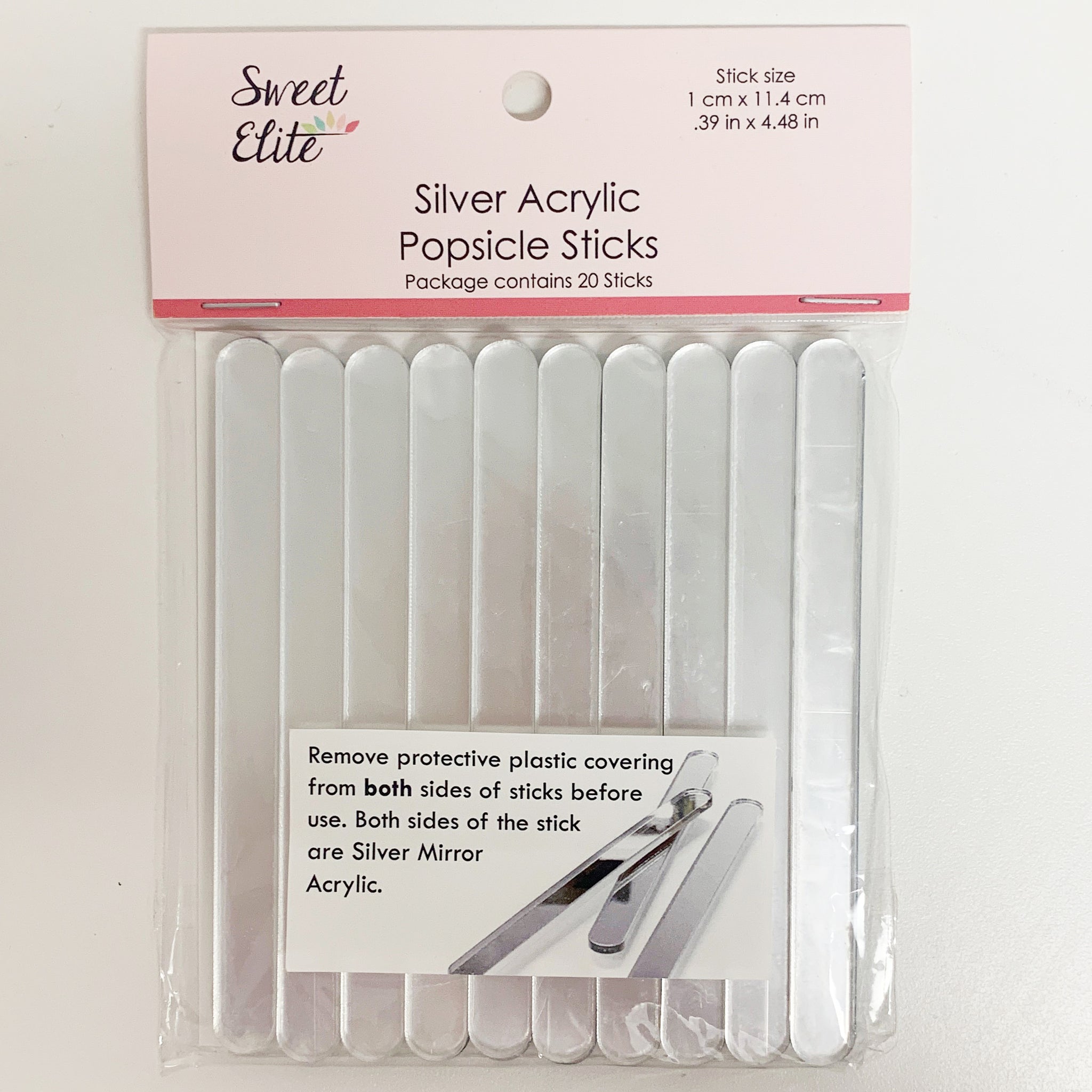 Silver Mirror Acrylic Popsicle Sticks for Cakesicles, Glitter Pops
