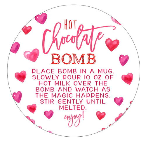 Valentine's Day Hot Chocolate Cocoa Bomb Stickers, 12/pkg