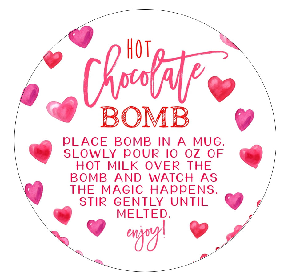 Valentine's Day Hot Chocolate Cocoa Bomb Stickers, 12/pkg