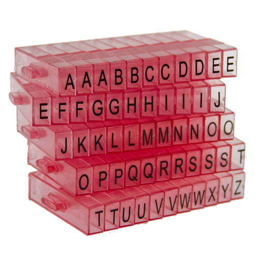 letter embossers for fondant and clay in the color pink, material plastic