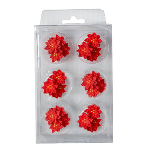 Mini Poinsettia Royal Icing Decorations - Retail Package