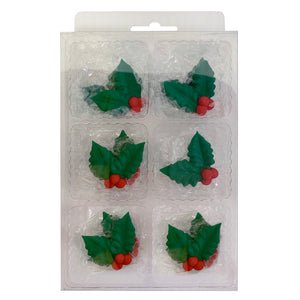 Large Holly Royal Icing Decorations - Retail Package