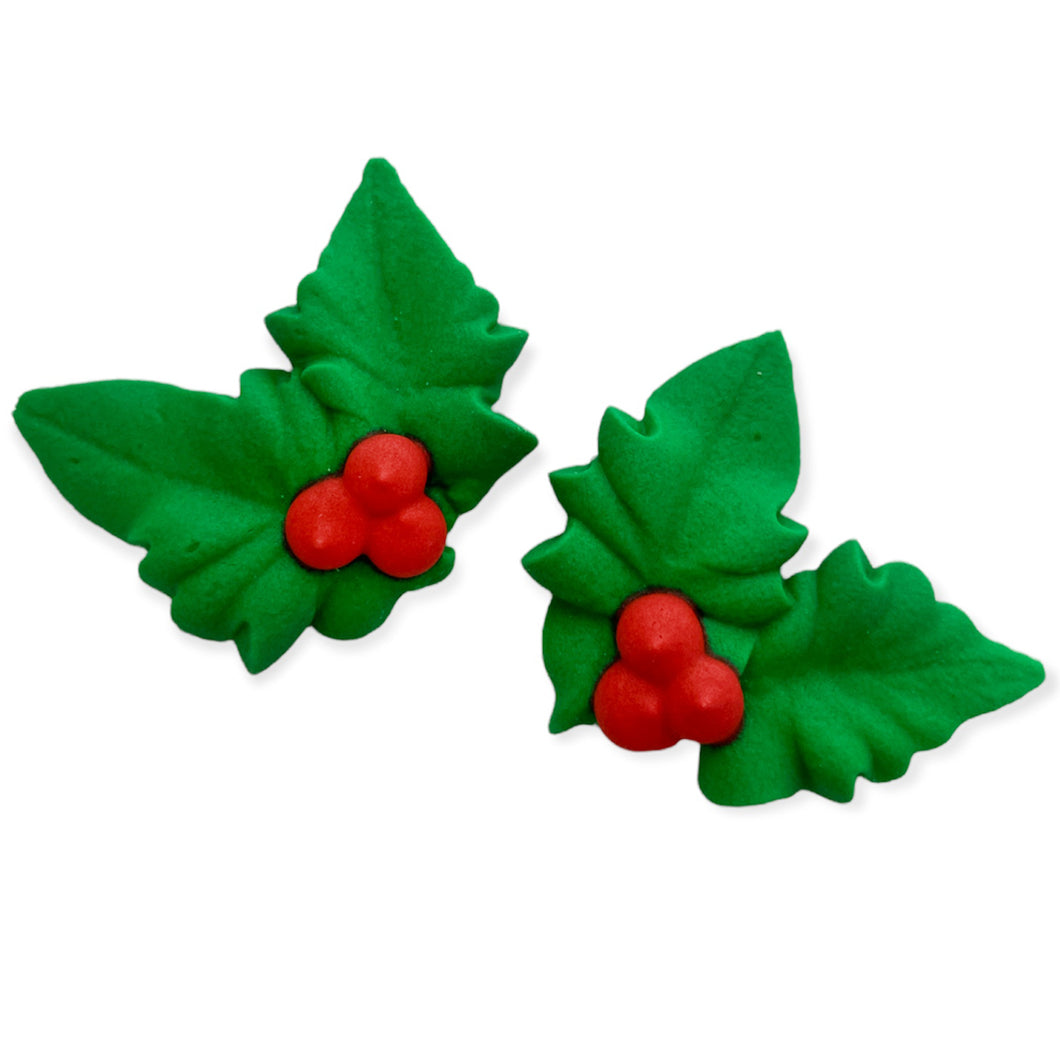 Medium Holly Royal Icing Decorations - Retail Package