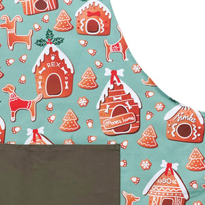 Holiday / Christmas Adult Apron- Gingerbread Houses and Dogs