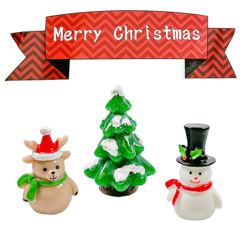 Gingerbread House Decorations, Reindeer, Snowman, Tree Cake & Cupcake Toppers, 4/pkg