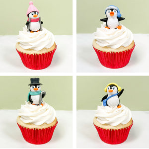 Penguin Figures Winter Cake & Cupcake Toppers, 4/pkg